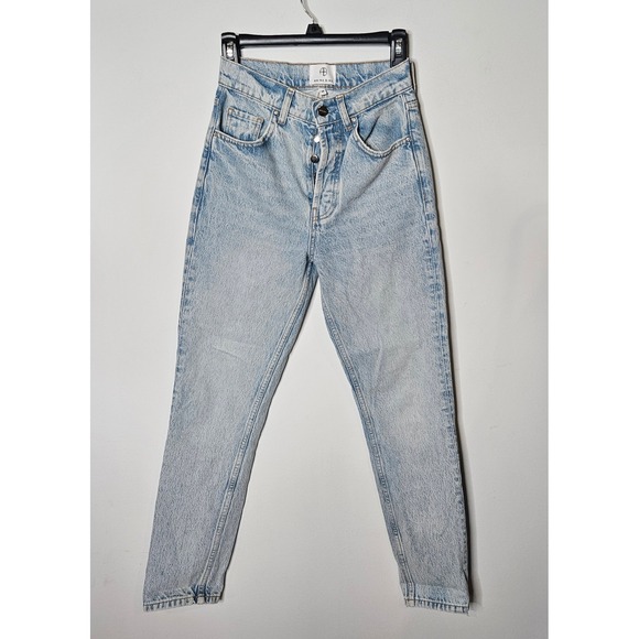 Anine Bing Denim - Anine Bing Sonya Jean High Waist Light Wash Denim Button Fly Women Size 24 *Flaw